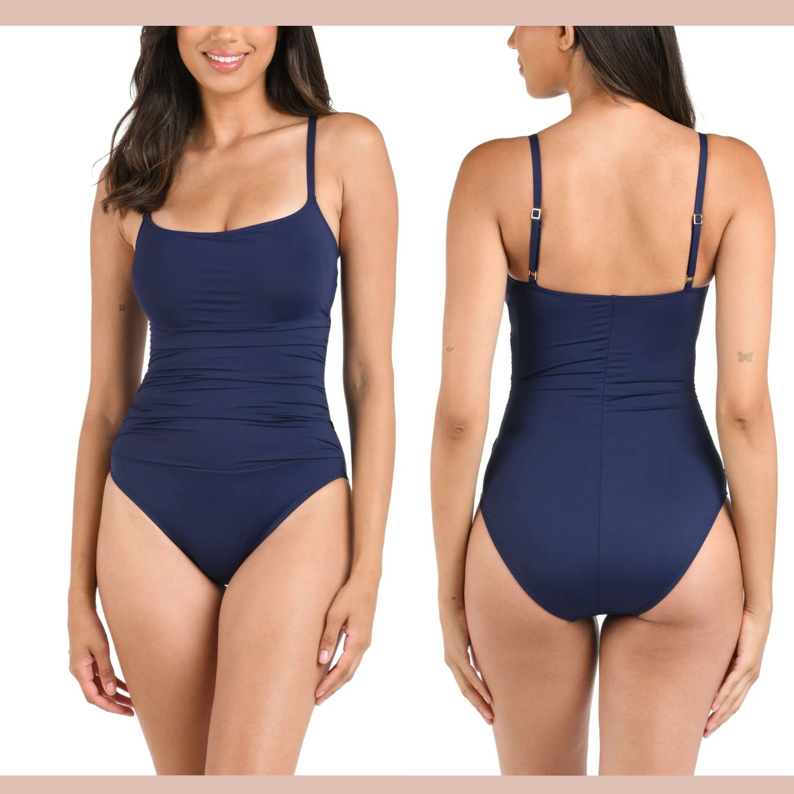 Nwt $83 La Blanca [ 6 ] Island Goddess One-Piece Swimsuit Blue #7022